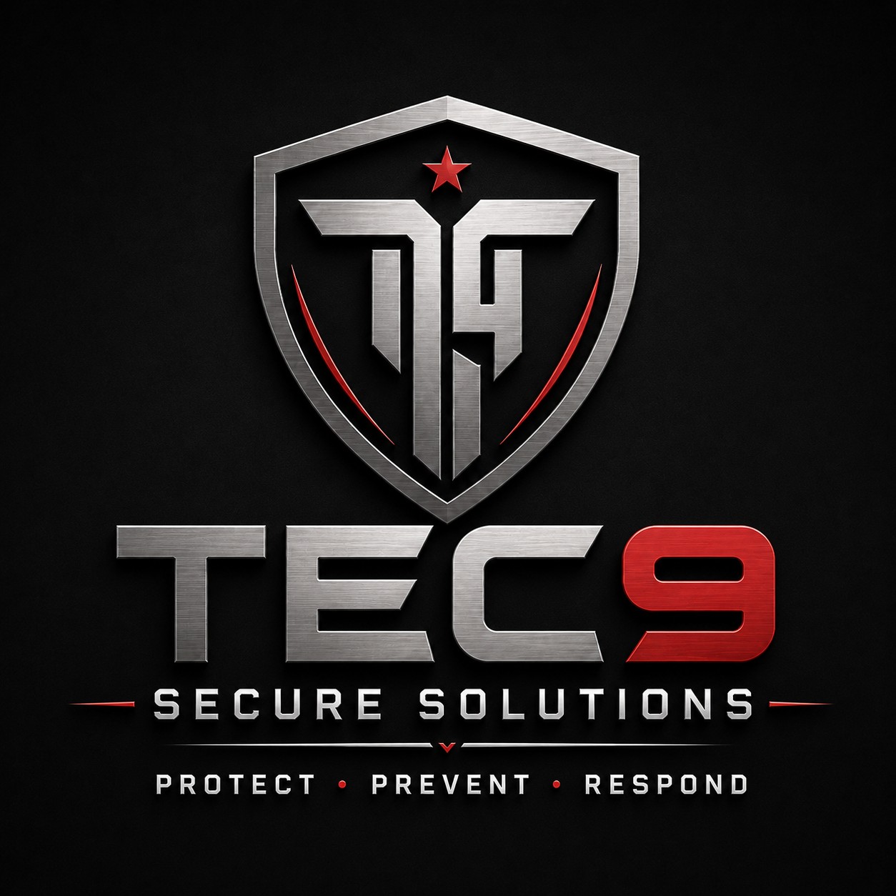 TEC9 Secure Solutions metallic shield logo